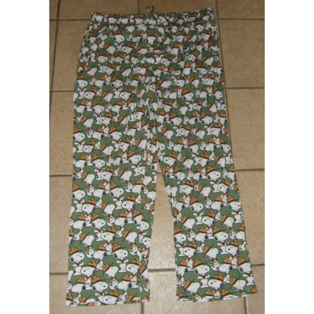 NEW Mens Sz XXL Soft Cotton SNOOPY Pull On Lounge Sleep Pants Pockets PEANUTS